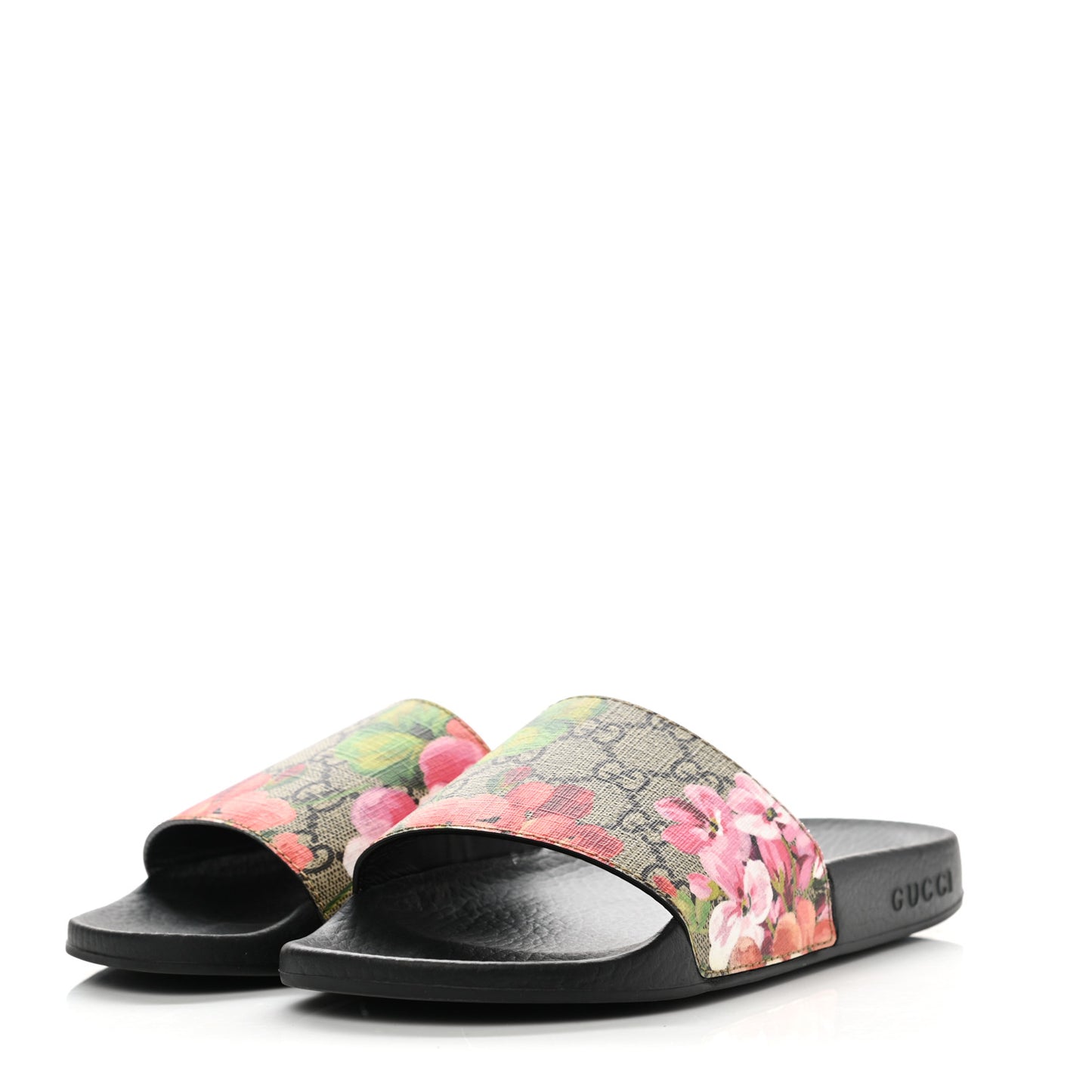 GG Supreme Monogram Blooms Slide Sandals 36 Beige Multicolor