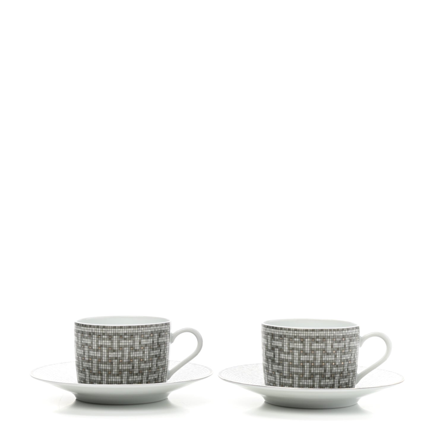 Porcelain Mosaique Au 24 Platine Tea Cup And Saucer Set Of 2 Platinum