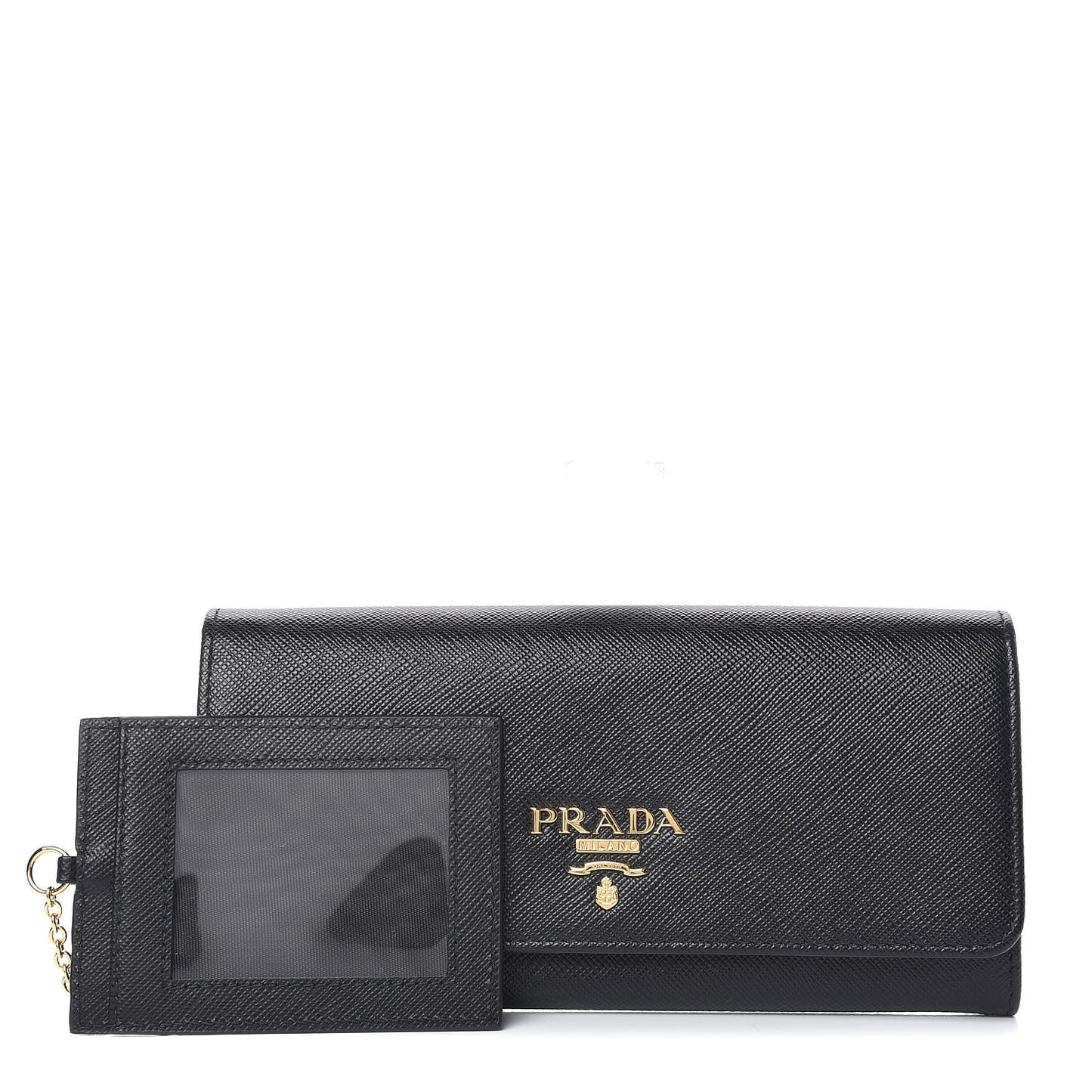 Saffiano Metal Continental Flap Wallet Black