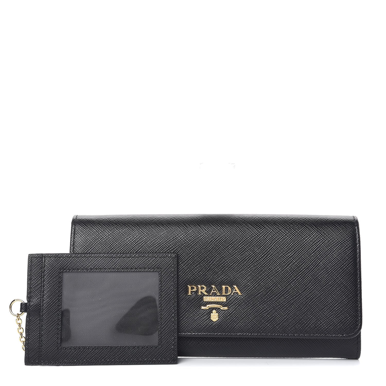 Prada Saffiano Metal Continental Flap Wallet Black 1 of 8