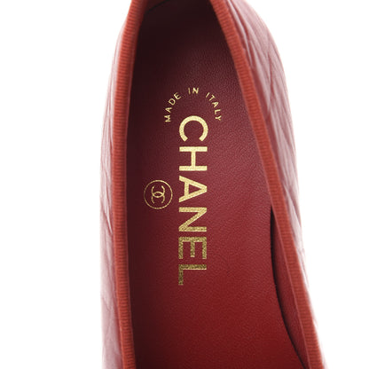 Chanel Crumpled Calfskin Cap Toe CC Ballerina Flats 36.5 Red 6 of 9