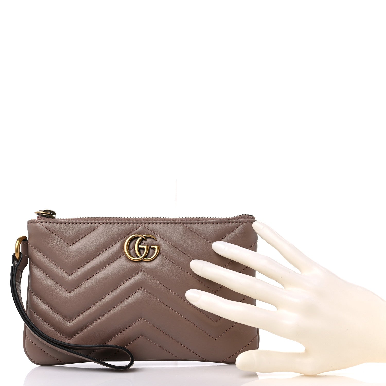 Gucci Calfskin Matelasse GG Marmont Wrist Wallet Porcelain Rose 2 of 10