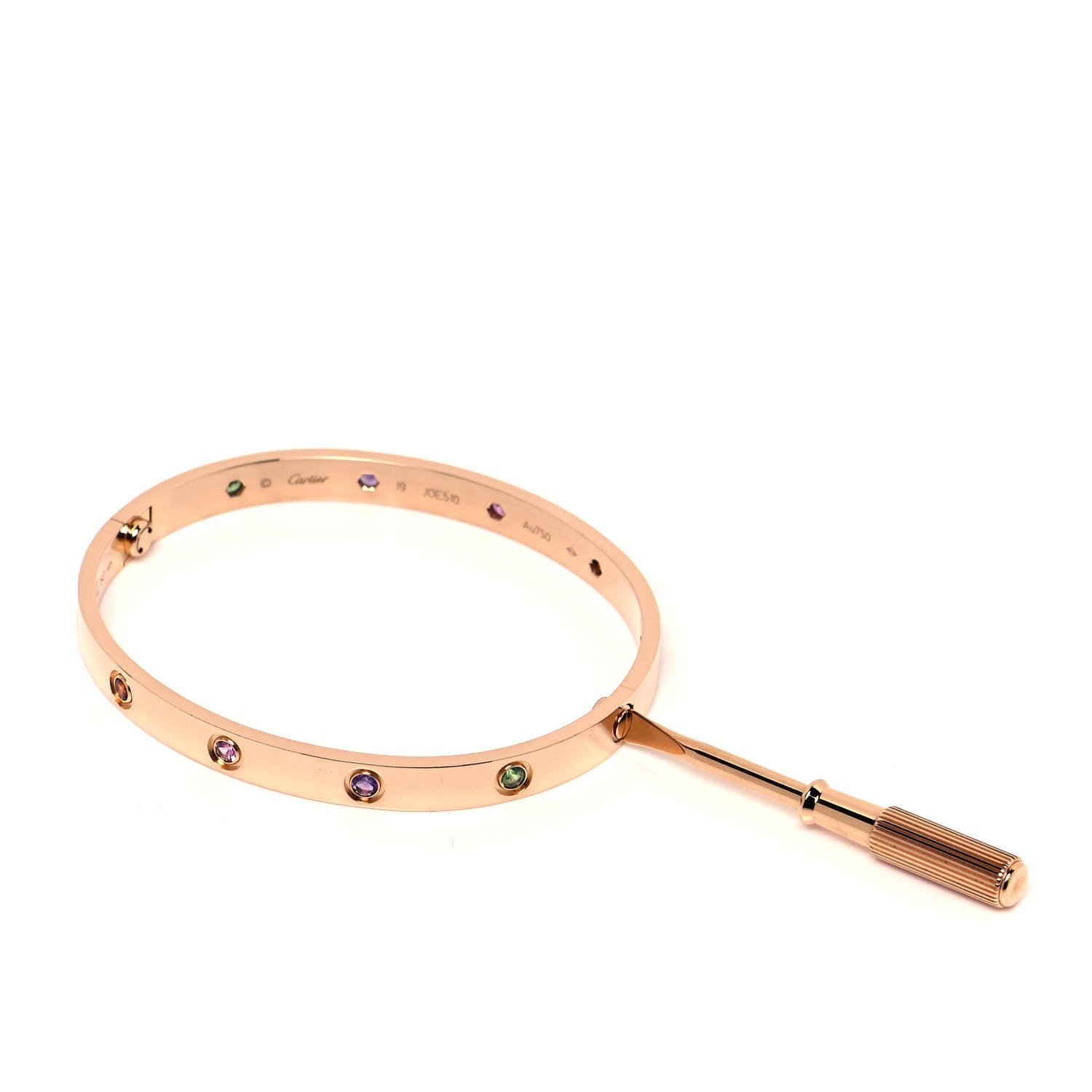 Cartier 18K Pink Gold Sapphire Garnet Amethyst LOVE Bracelet 19 5 of 6
