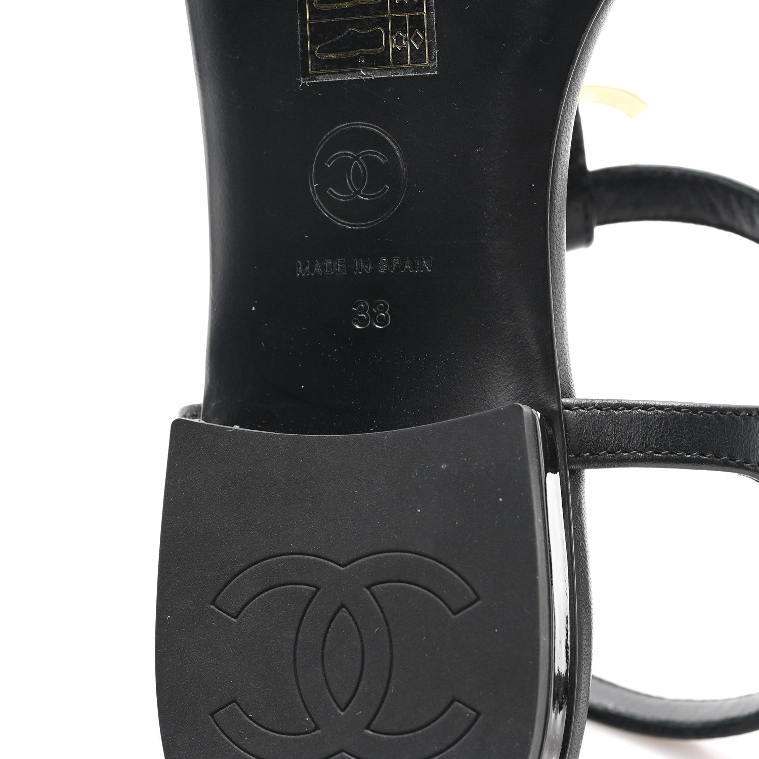 Chanel Lambskin Enamel CC Thong Sandals 38 Black 7 of 9