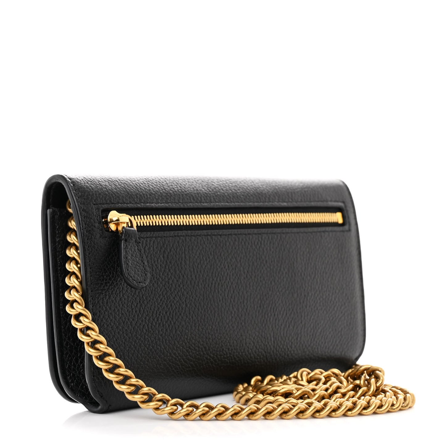 Grained Calfskin Logo Cash Phone Holder Wallet On Chain Black White