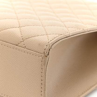 Saint Laurent Grain De Poudre Mixed Matelasse Large Triquilt Monogram Satchel Dark Beige 14 of 15