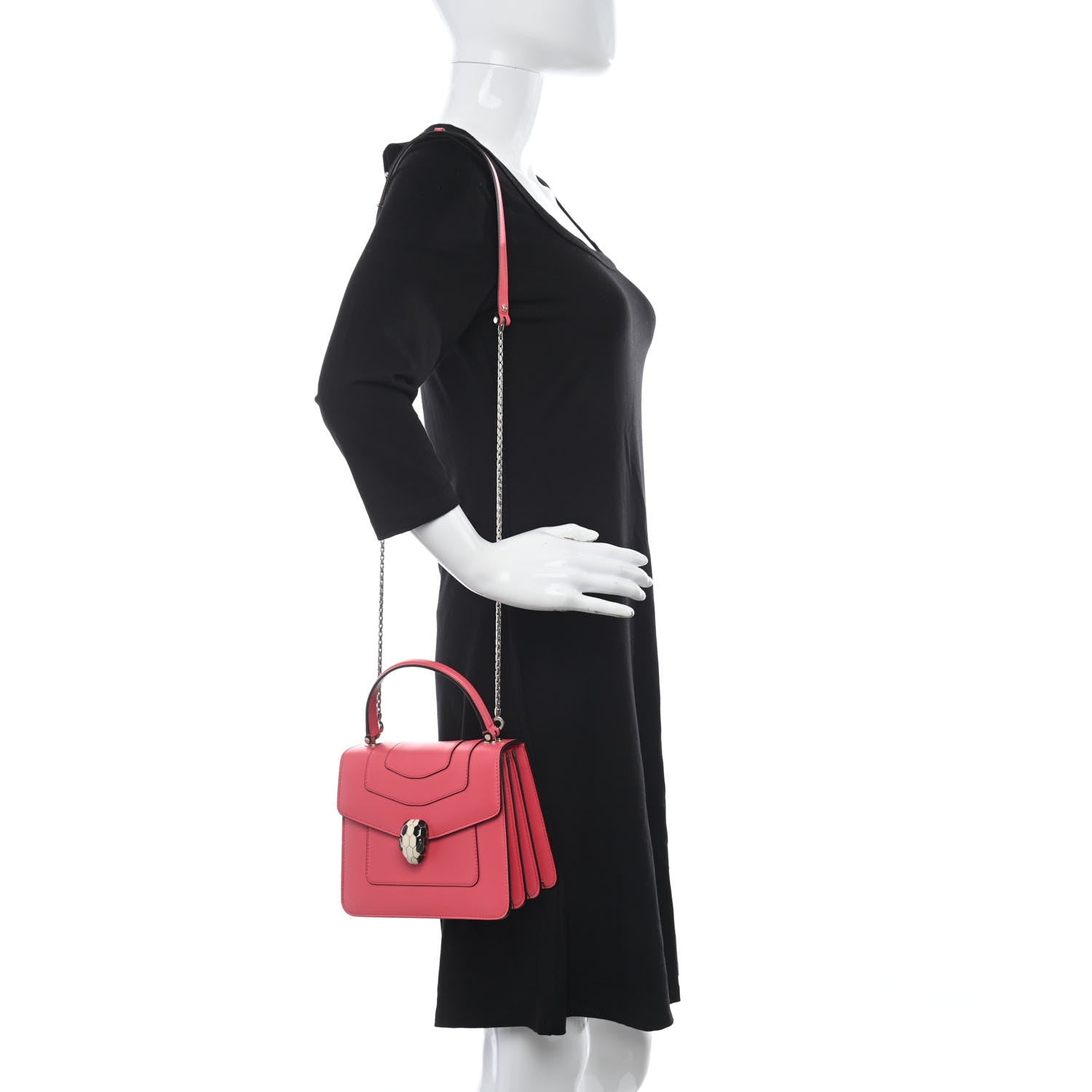 Bulgari Calfskin Serpenti Forever Top Handle Reef Coral 2 of 11
