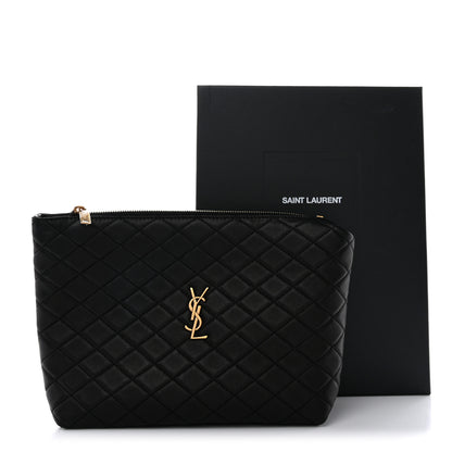 Saint Laurent Lambskin Quilted Gaby Cosmetic Pouch Black 8 of 8