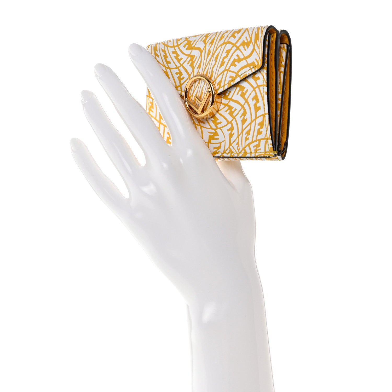 Fendi X SARAH COLEMAN Vitello Liberty Ceylon F is Fendi Micro FF Vertigo Embossed Tri-Fold Envelope Wallet Mimosa White 2 of 8