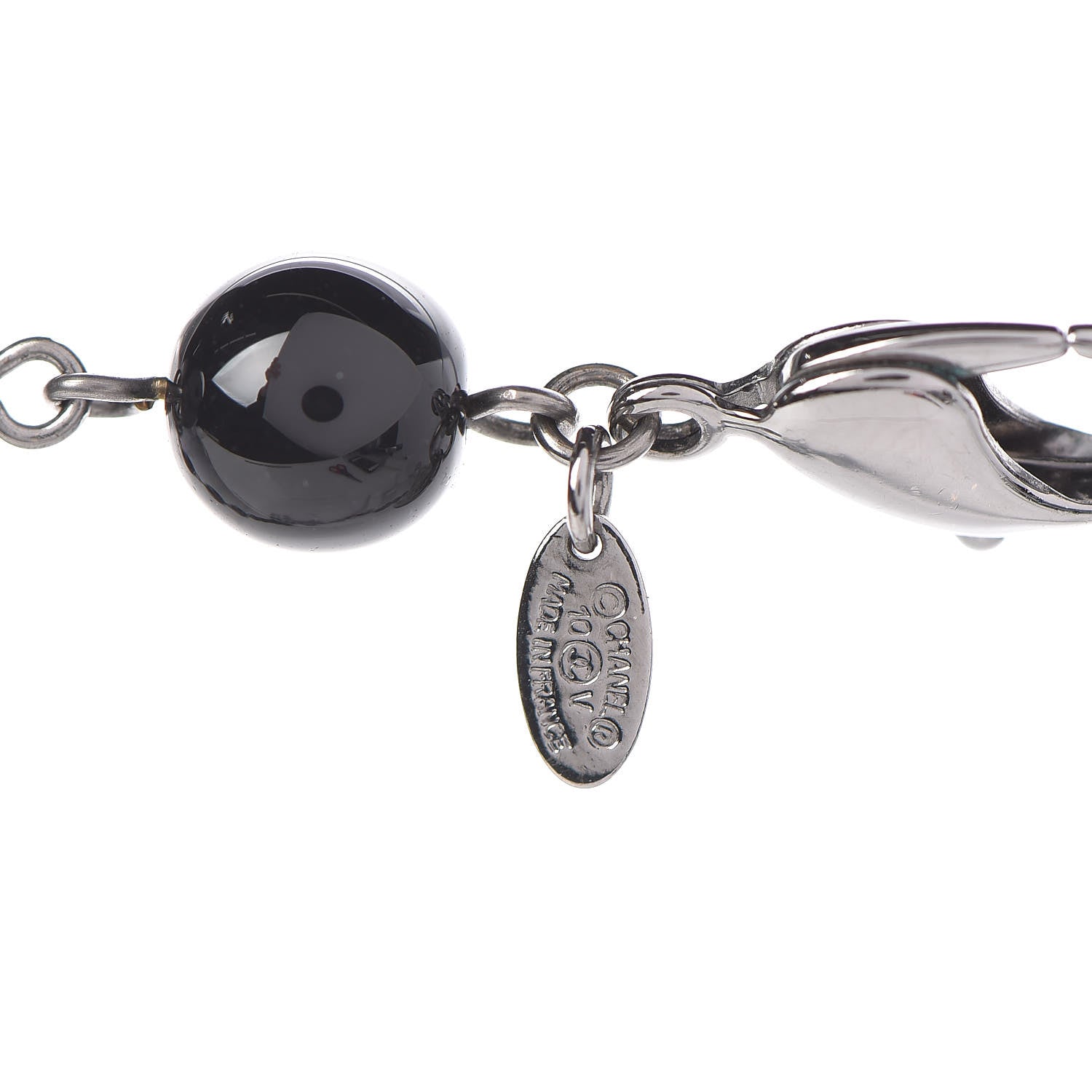 Chanel Ruthenium Pearl Beaded CC Long Necklace Black 5 of 5