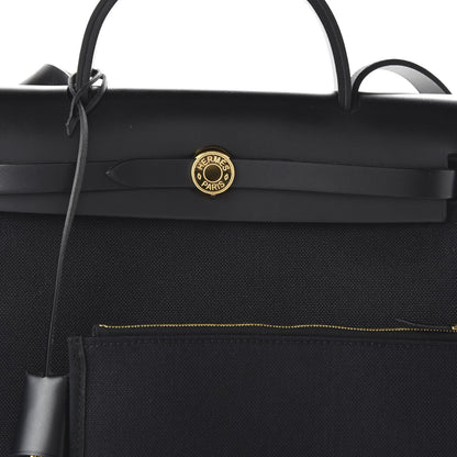 Hermes Military Toile Vache Hunter Herbag Zip PM 31 Black 8 of 9