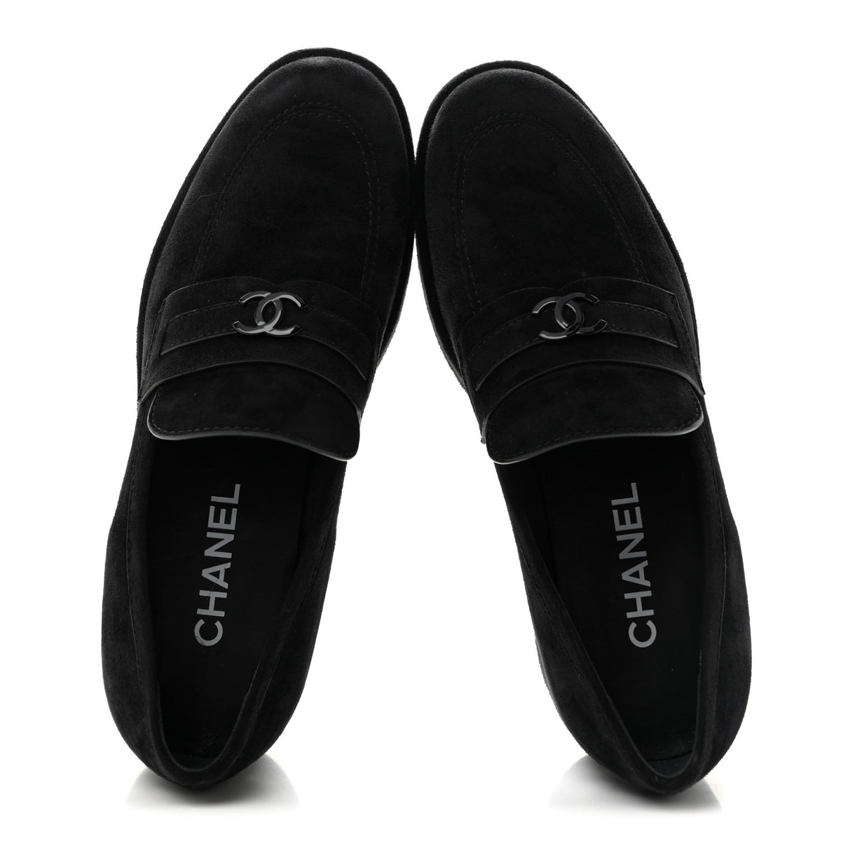 Chanel Suede Kidskin CC Platform Loafers 40 Black 2 of 10