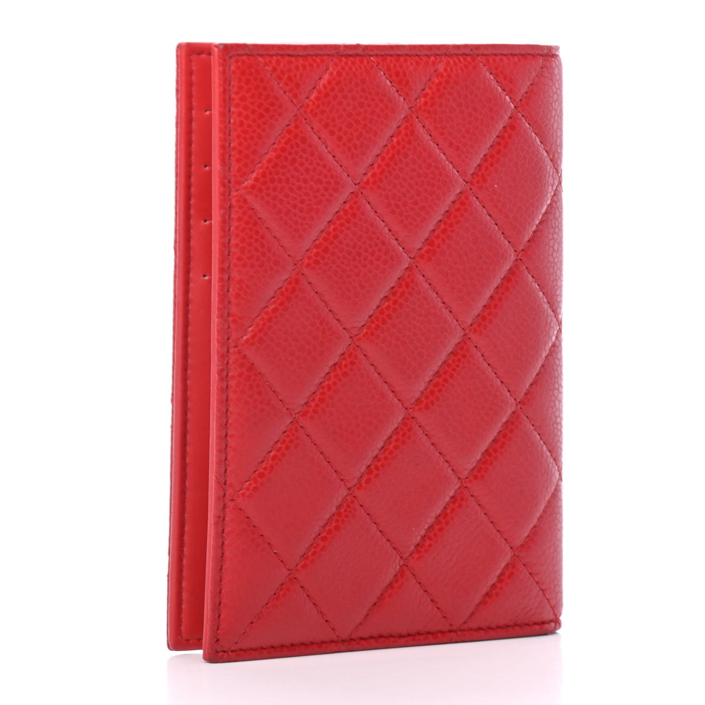 Caviar Quilted Passport Holder Red