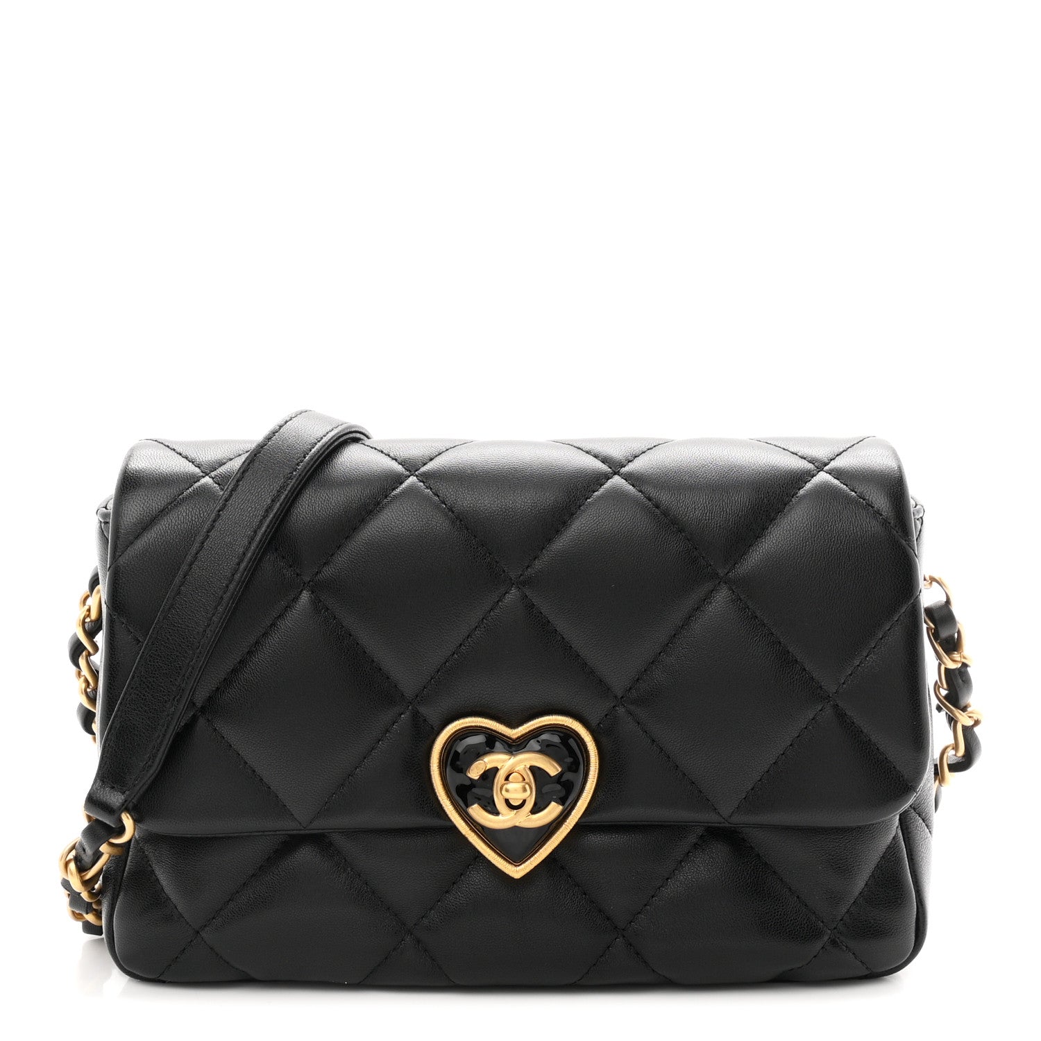 Chanel Lambskin Plexiglass Quilted Coco Love Flap Black 1 of 12