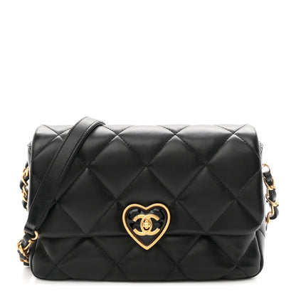 Chanel Lambskin Plexiglass Quilted Coco Love Flap Black 1 of 12