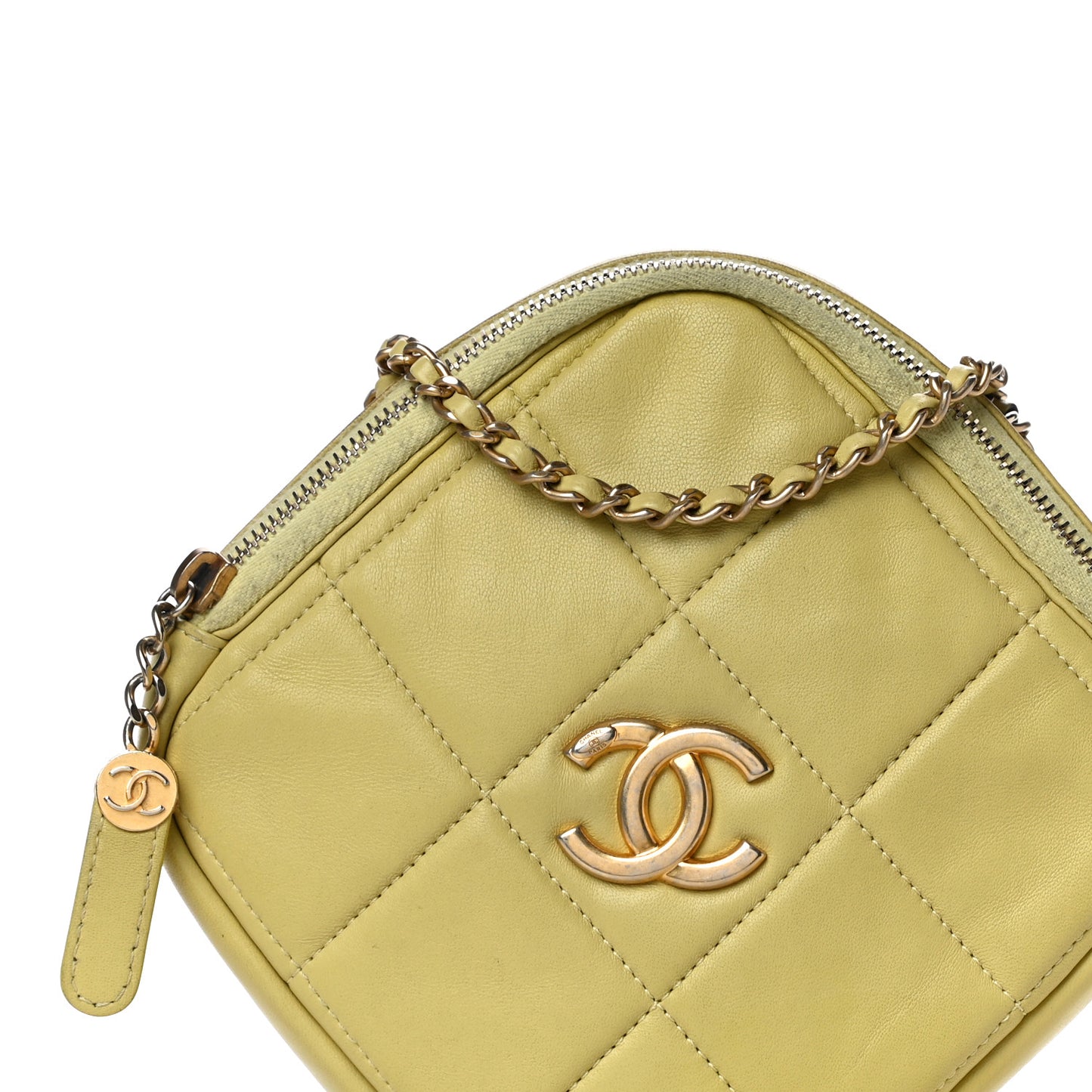 Lambskin Quilted Diamond Clutch With Chain Light Green