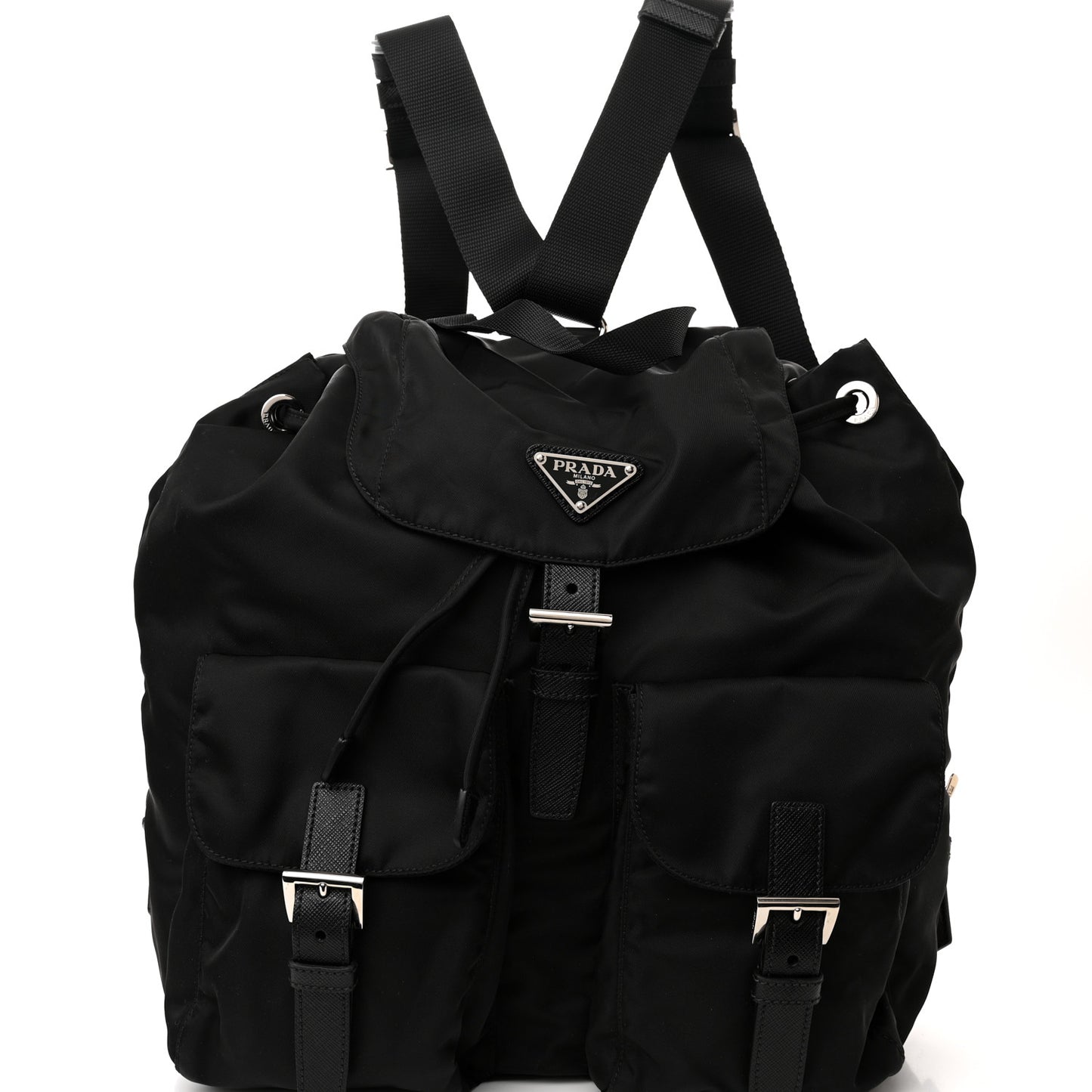 Tessuto Nylon Saffiano Medium Backpack Black
