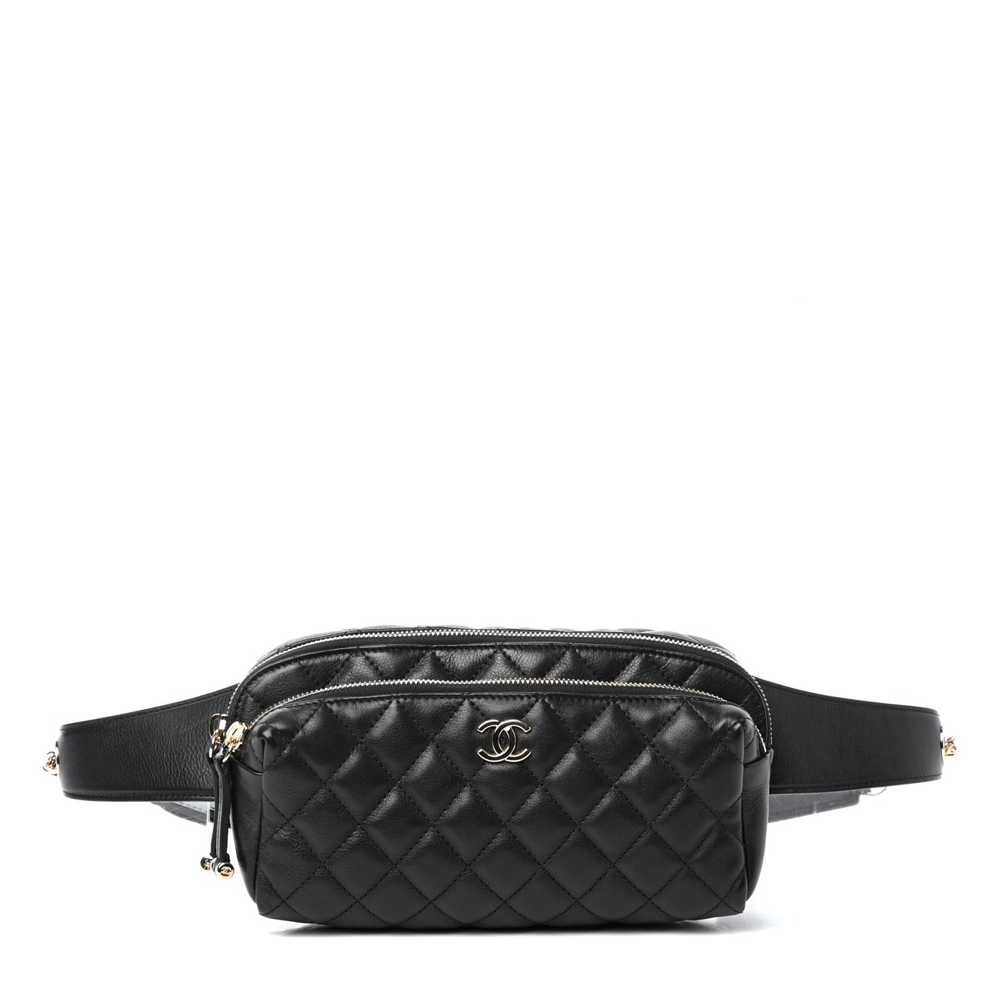 Calfskin Quilted Waist Bag Black