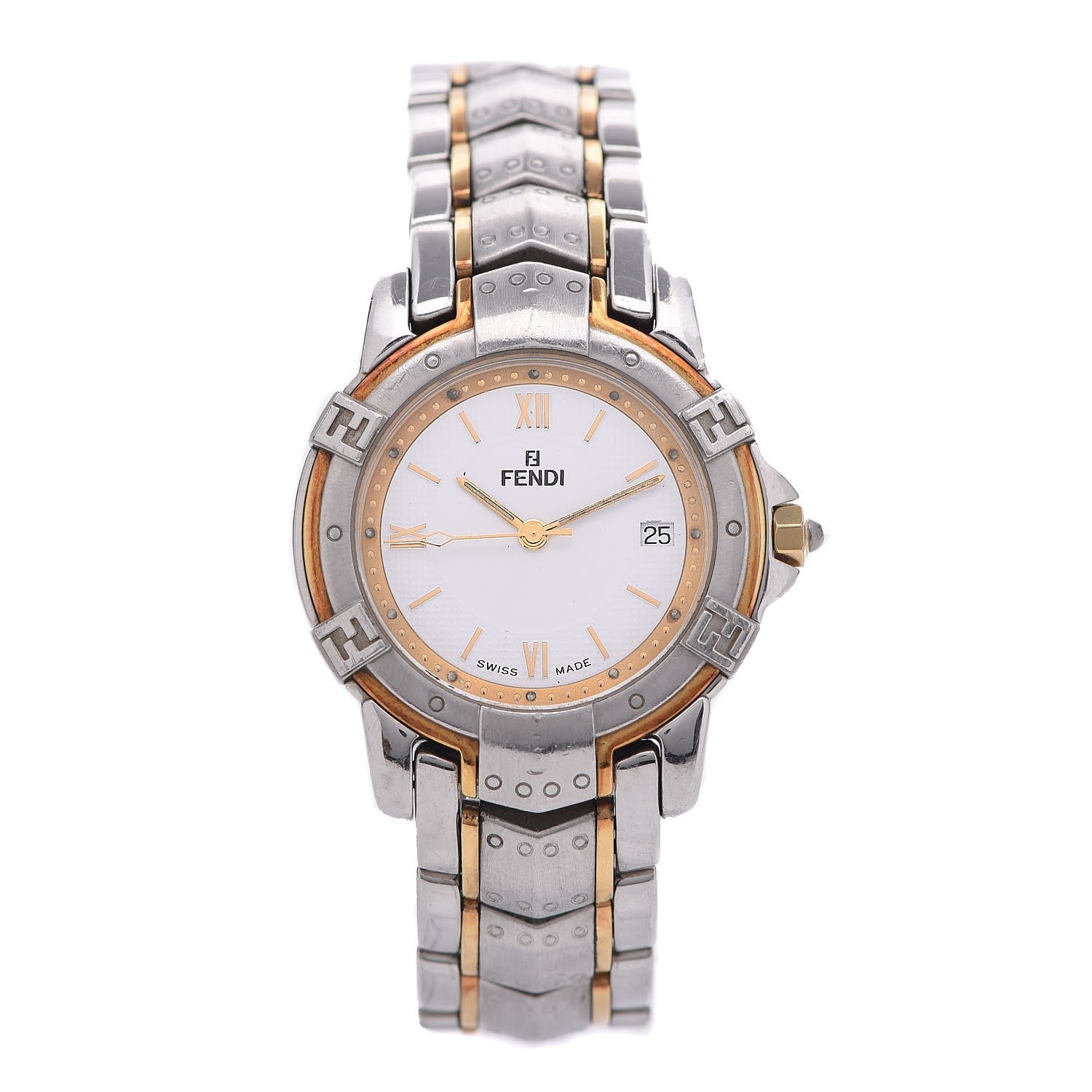 Fendi Stainless Steel 18K Yellow Gold 35mm Quartz Watch 1 of 6