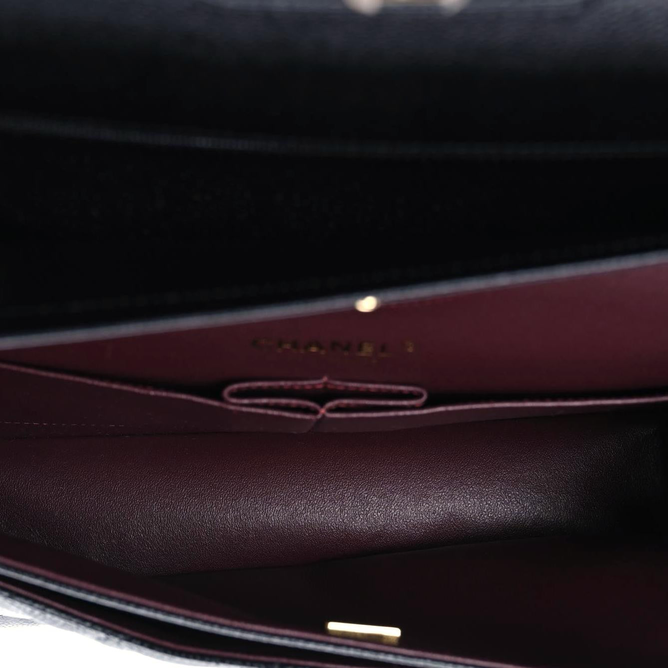 Caviar Quilted Medium Double Flap Black