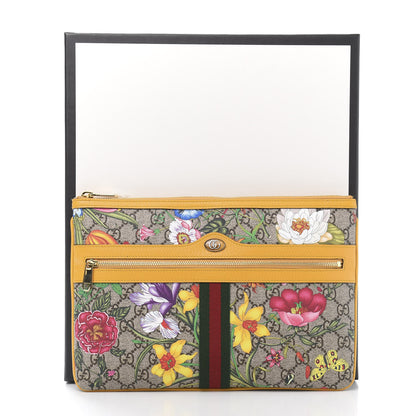 Gucci GG Supreme Monogram Flora Large Ophidia Pouch Clutch Beige Multicolor Crop 10 of 10