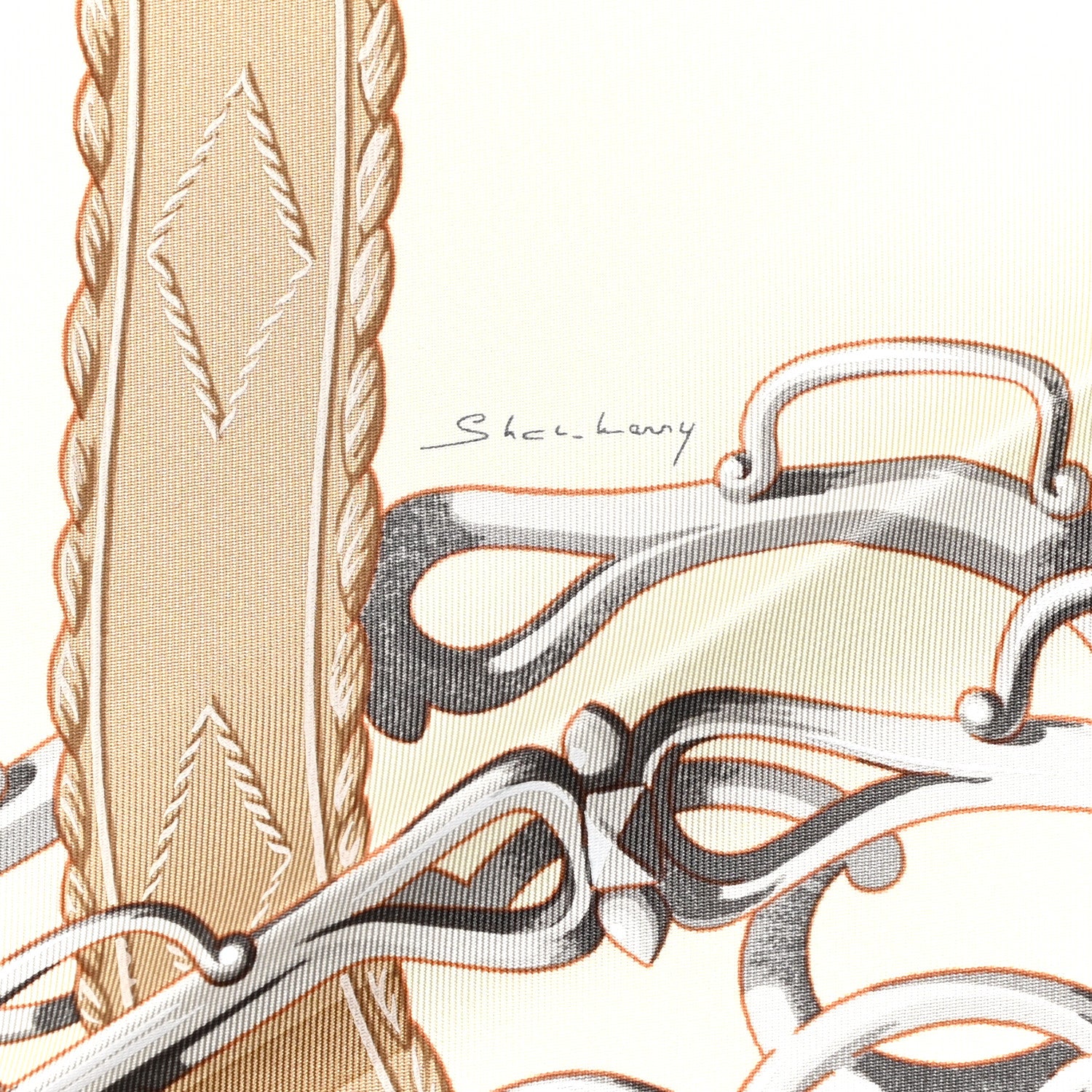 Hermes Silk Lift Profile Scarf 90 Creme Beige Gris 8 of 10