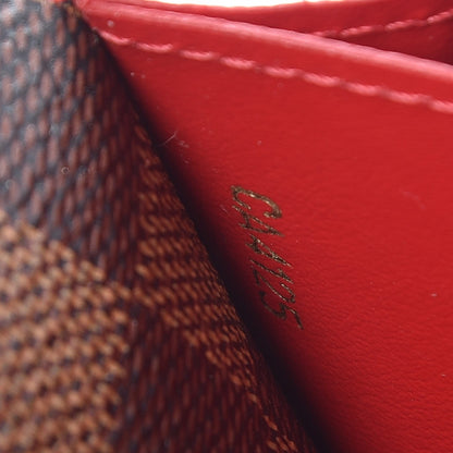 Louis Vuitton Damier Ebene Emilie Wallet Red 7 of 8