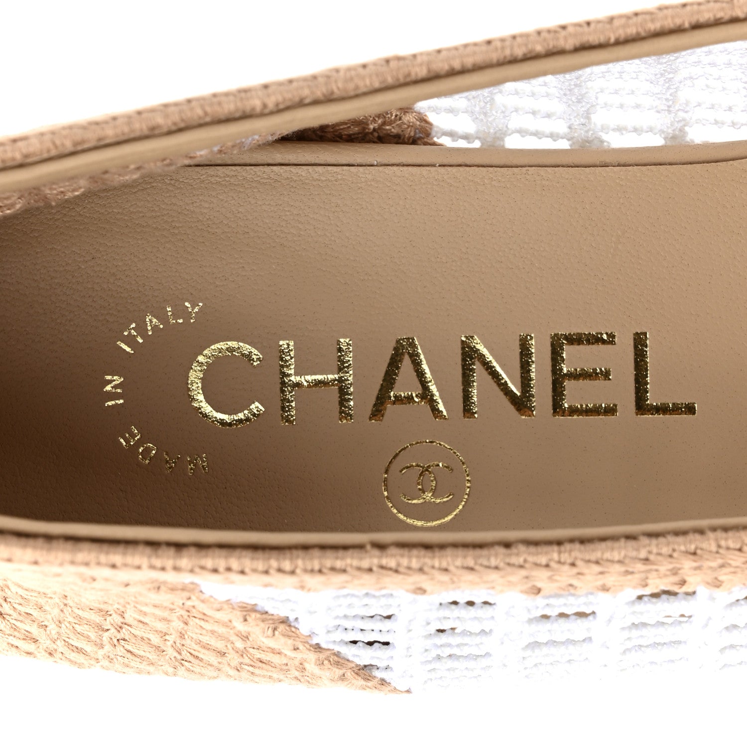 Chanel Raffia CC Cap Toe Ballerina Flats 38.5 White Beige 8 of 9