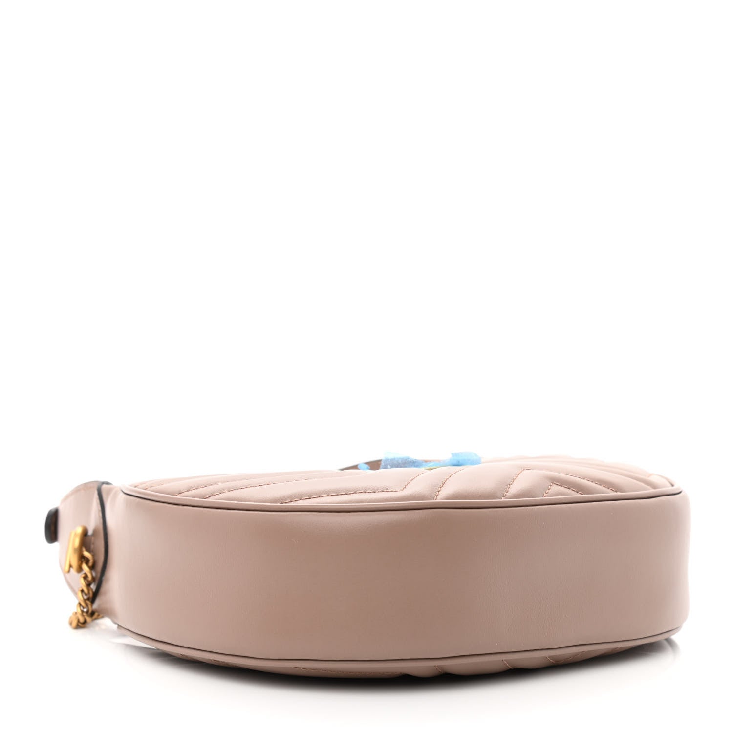 Gucci Calfskin Matelasse Chevron Mini GG Marmont Half Moon Hobo Porcelain Rose 4 of 13