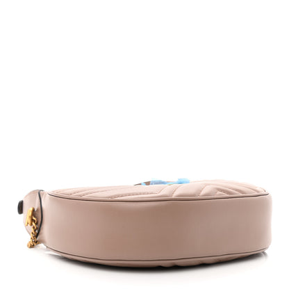 Gucci Calfskin Matelasse Chevron Mini GG Marmont Half Moon Hobo Porcelain Rose 4 of 13