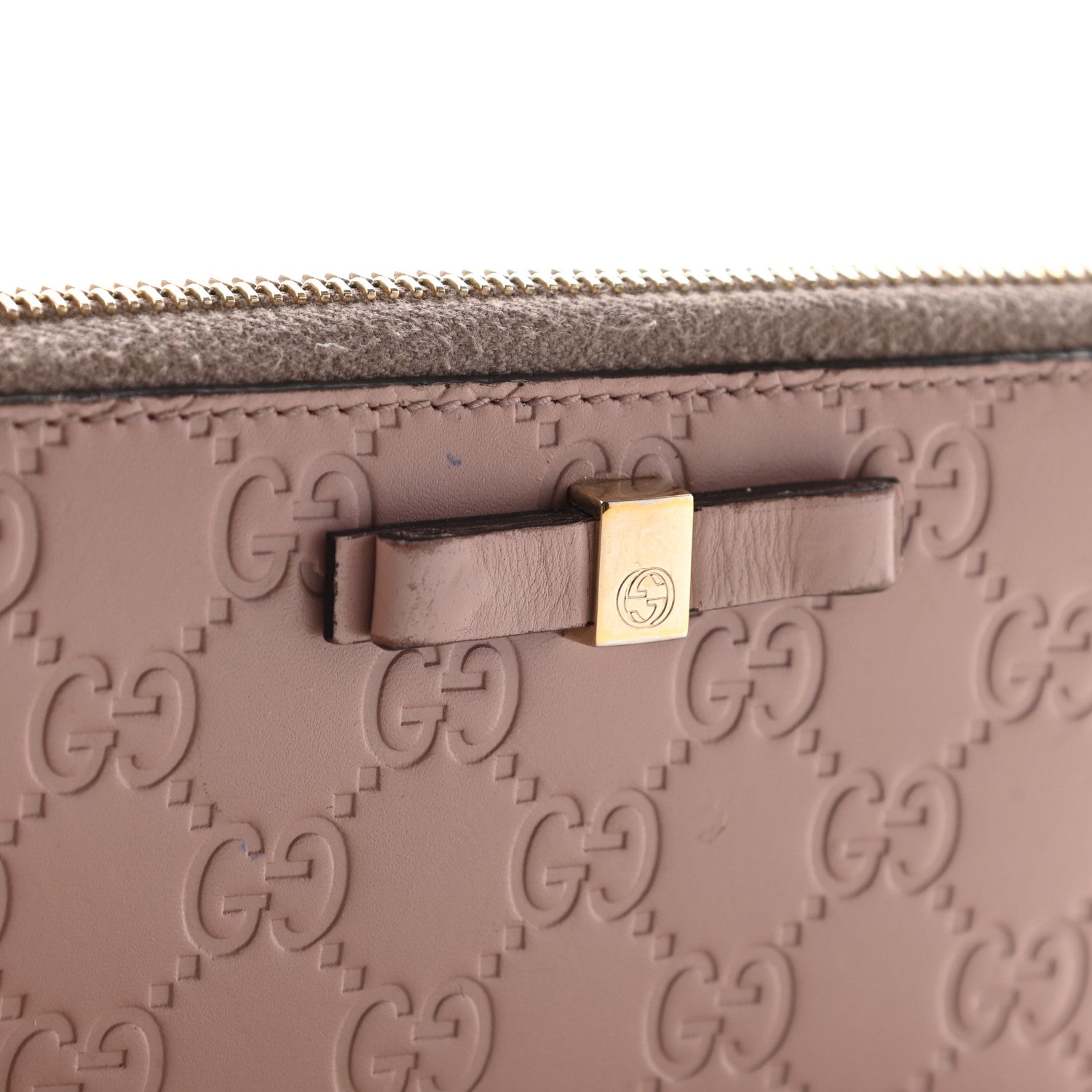 Gucci Guccissima Bow Zip Around Wallet Pink 13 of 14