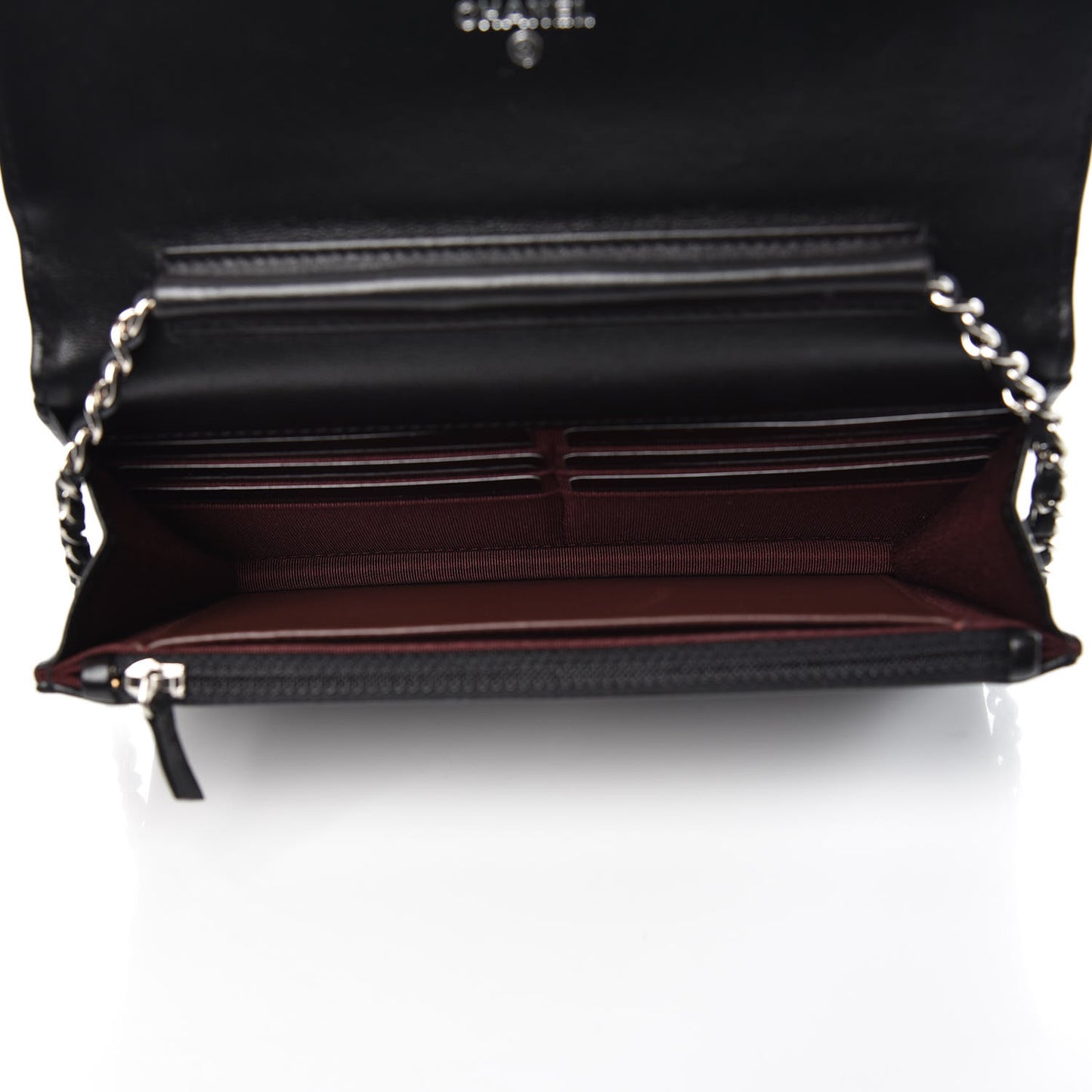 Lambskin Quilted Wallet On Chain WOC Black