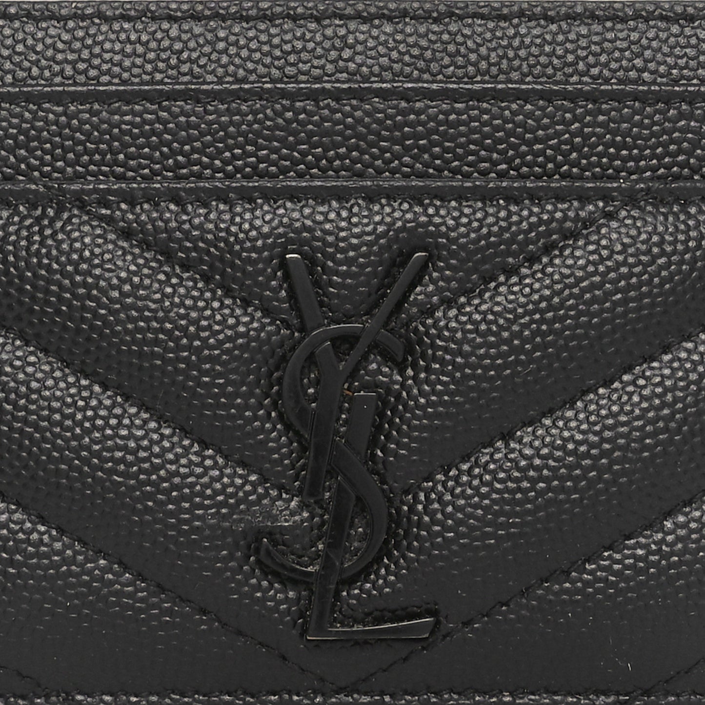 Grain De Poudre Matelasse Chevron Monochrome Monogram Credit Card Case Black
