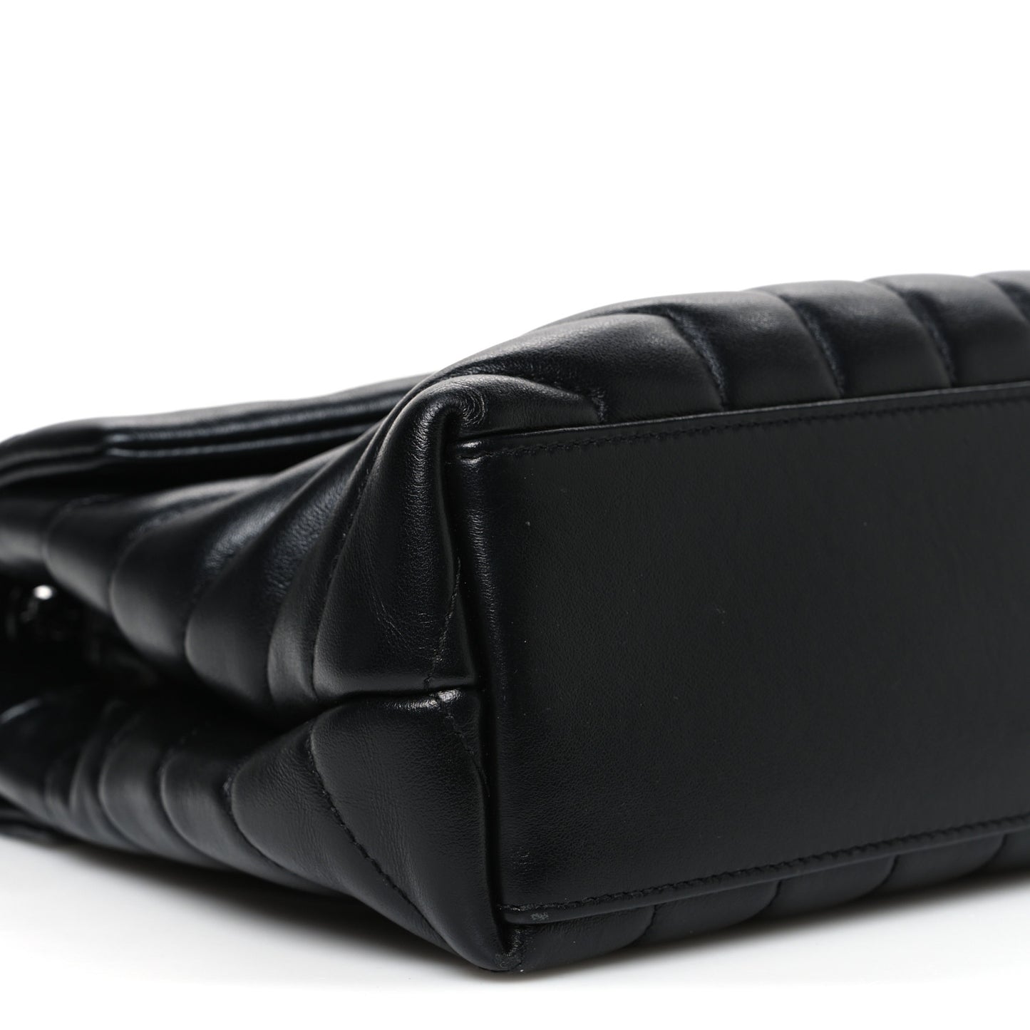 Calfskin Y Quilted Monogram Monochrome Small Loulou Chain Satchel Black