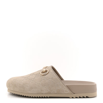 Gucci Suede GG Guccissima Womens Horsebit Mules 38.5 Beige 1 of 22