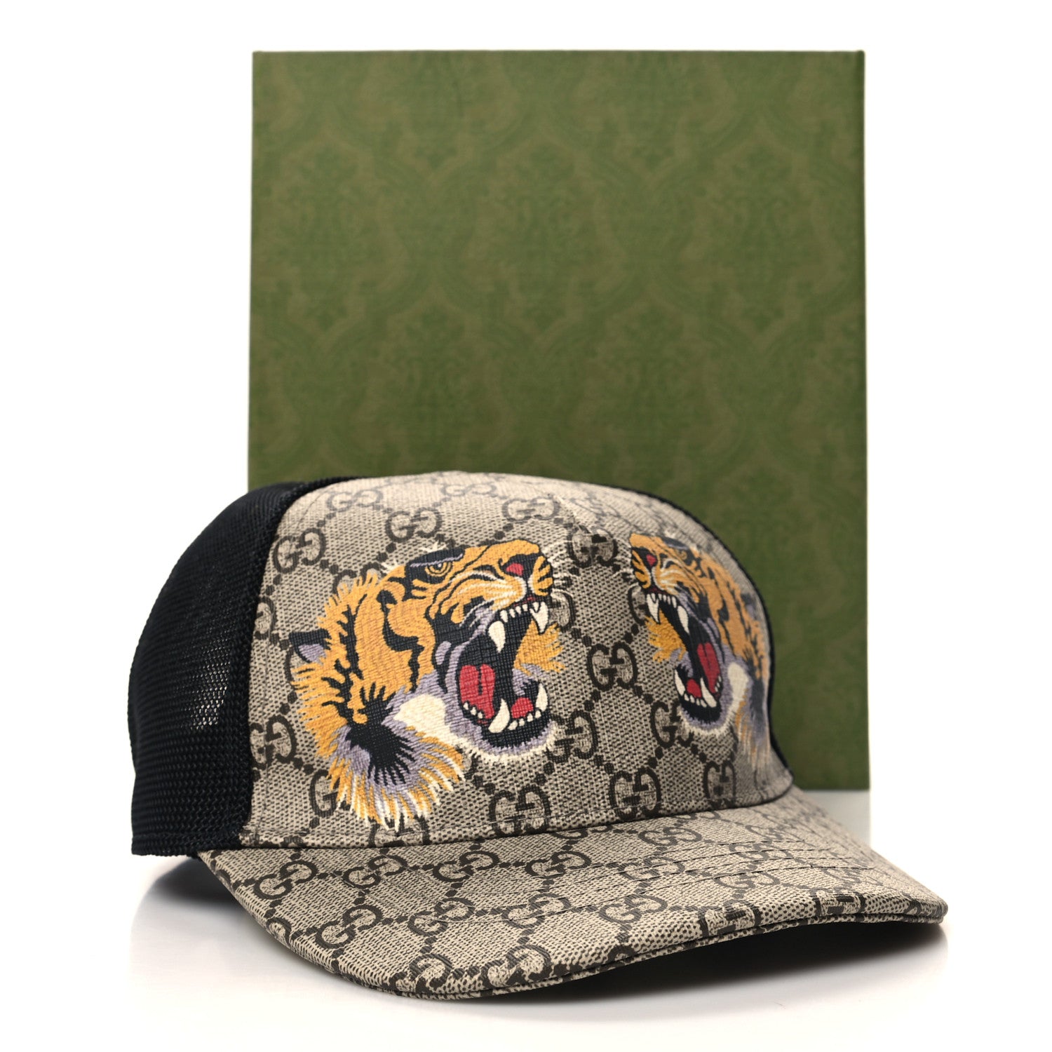 Gucci GG Supreme Monogram Tiger Print Baseball Hat M 58 Beige 12 of 12