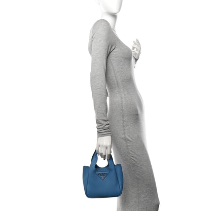 Prada Vitello Daino Soft Mini Dynamique Tote Cobalto 2 of 13