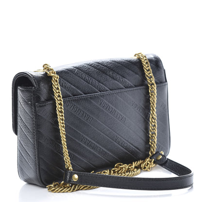 Balenciaga Shiny Goatskin Logo Embossed BB Chain Wallet Black 3 of 15
