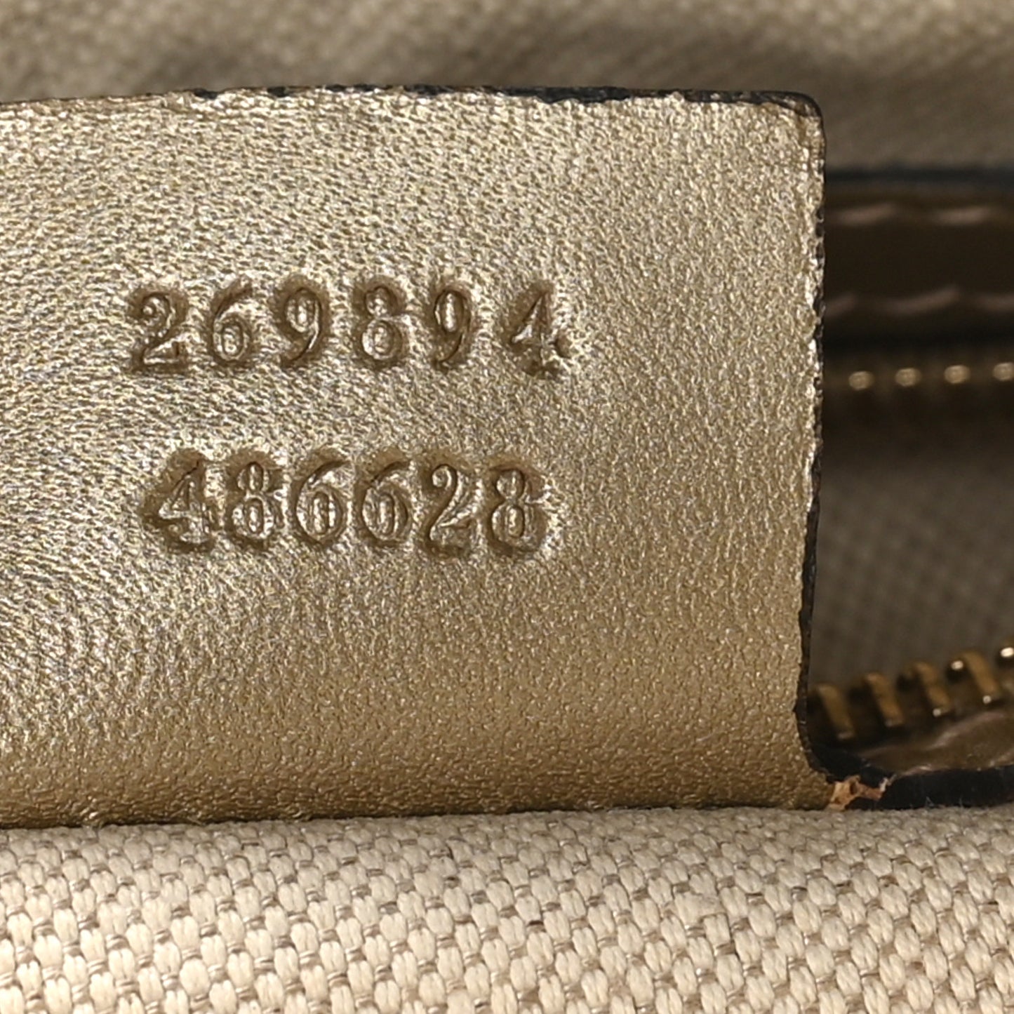 Metallic Guccissima Mayfair Top Handle Satchel  Golden Beige