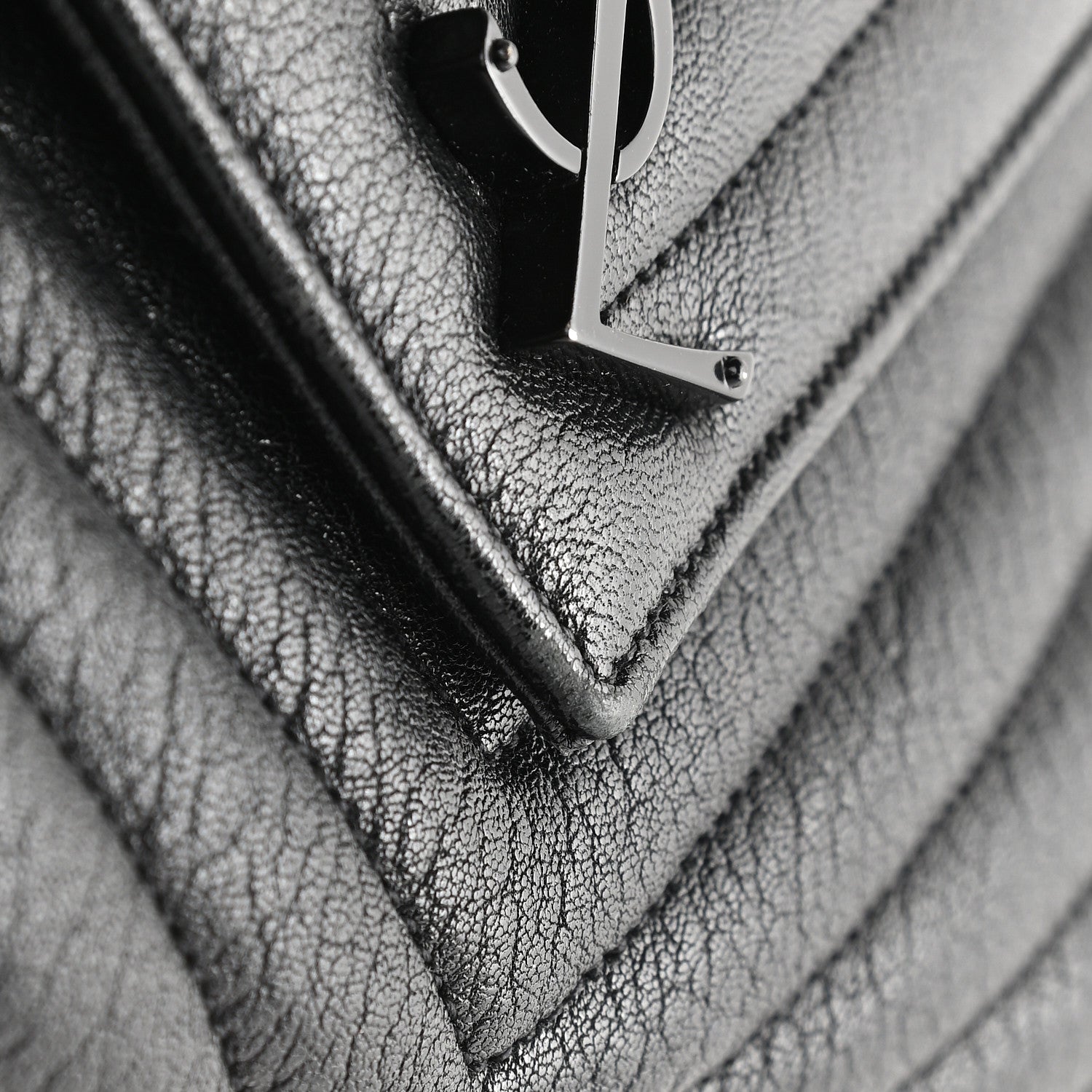 Saint Laurent Sheepskin Matelasse Chevron Monogram Monochrome Large College Satchel Black 10 of 10