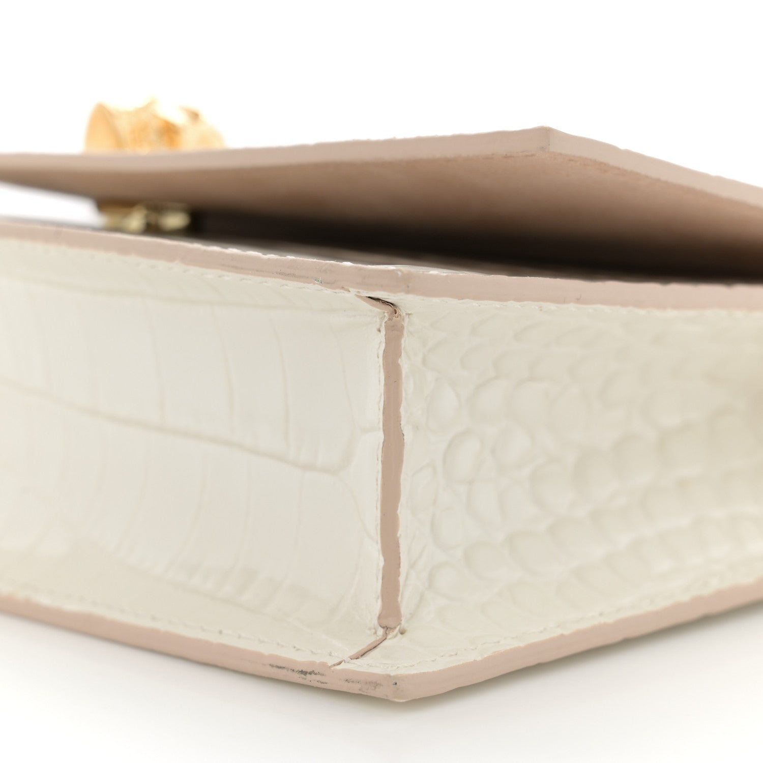 Alexander McQueen Calfskin Crocodile Embossed Skull Mini Crossbody Bag White 10 of 12