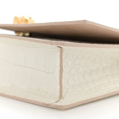 Alexander McQueen Calfskin Crocodile Embossed Skull Mini Crossbody Bag White 10 of 12