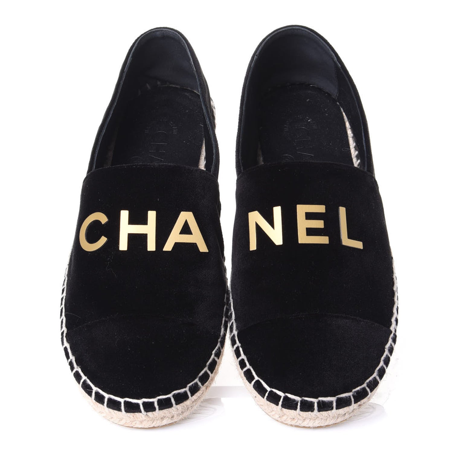 Chanel Velvet Logo Espadrilles 36 Black 5 of 10