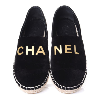 Chanel Velvet Logo Espadrilles 36 Black 5 of 10