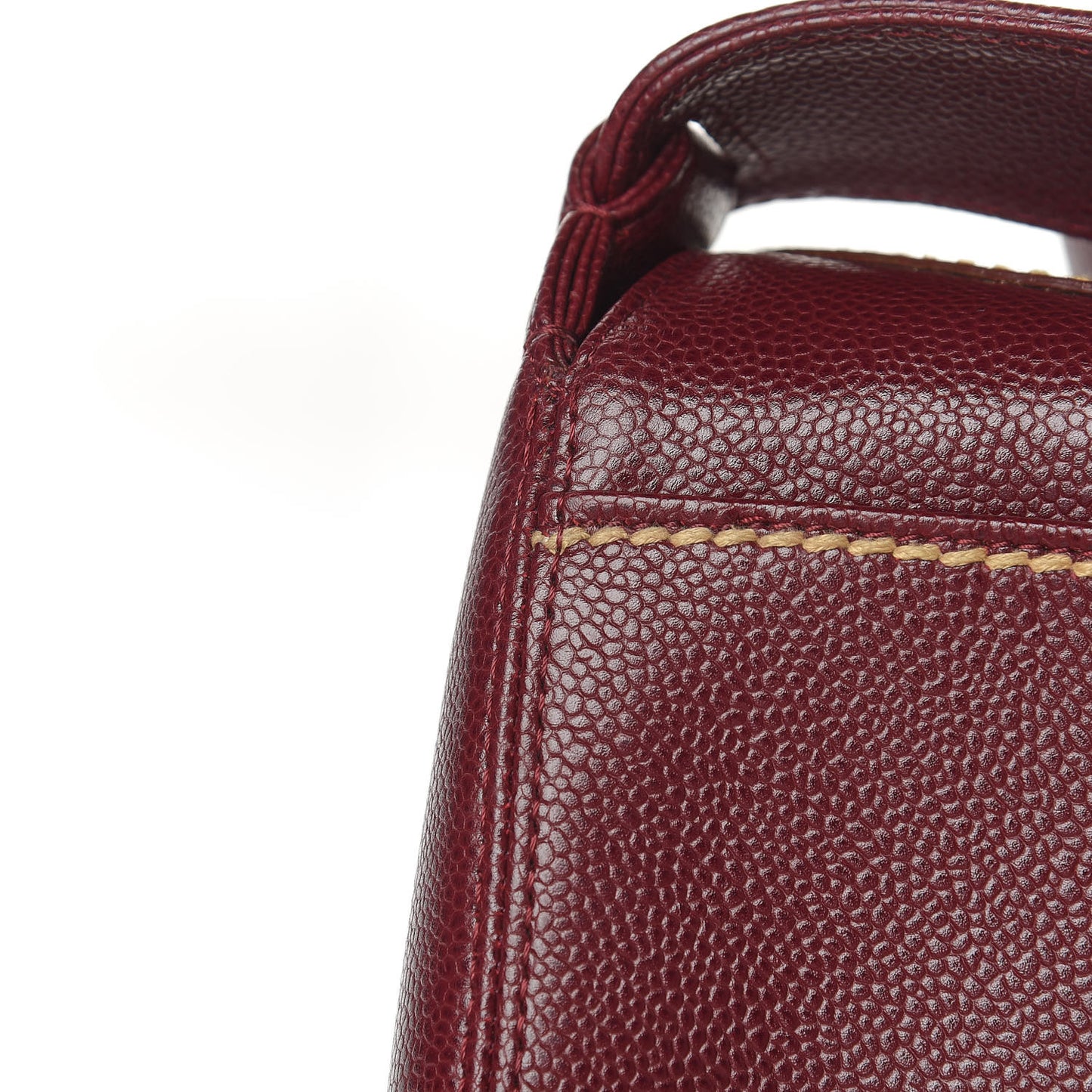 Caviar CC Stitched Medium Flap Shoulder Bag Burgundy