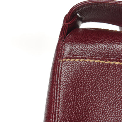 Chanel Caviar CC Stitched Medium Flap Shoulder Bag Burgundy 11 of 15
