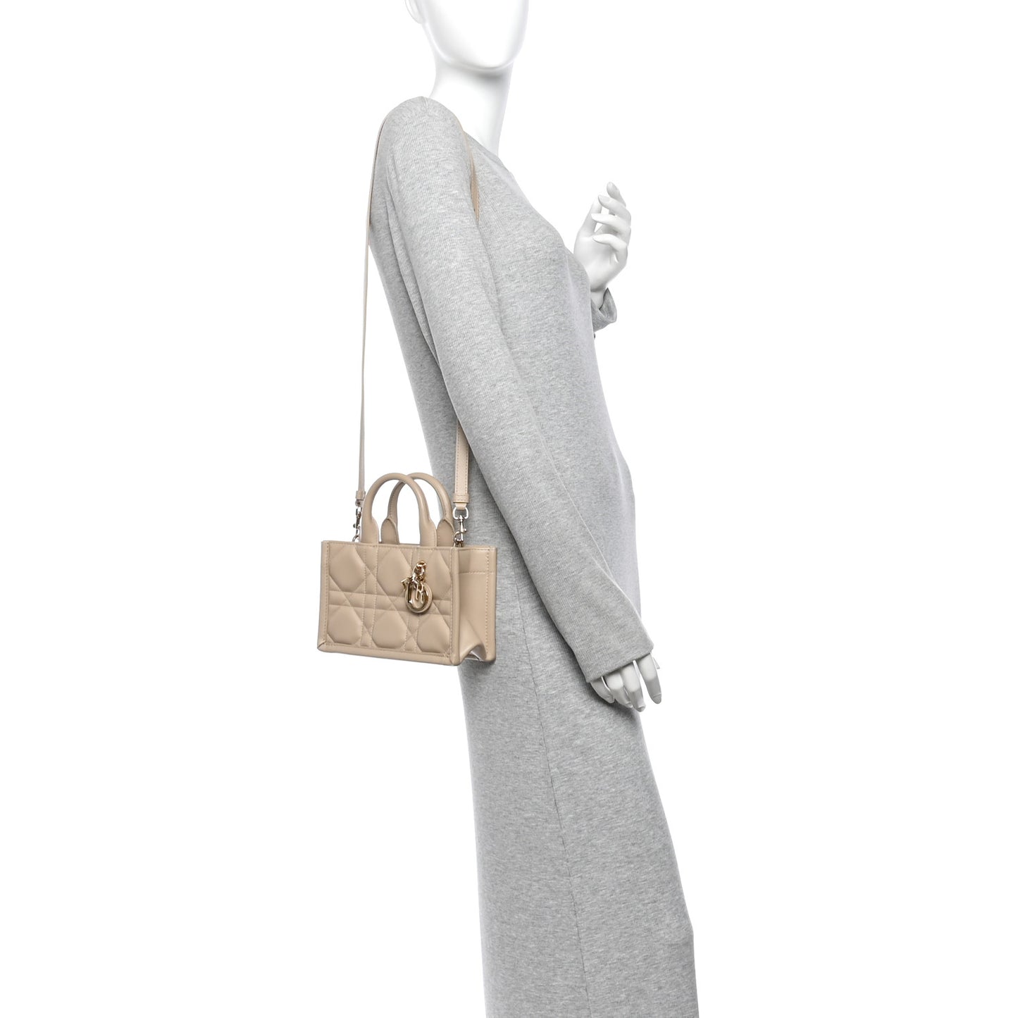 Calfskin Macrocannage Mini Book Tote Powder Beige