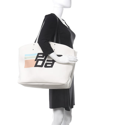 Prada Canvas Racing Logo Tote White 2 of 13