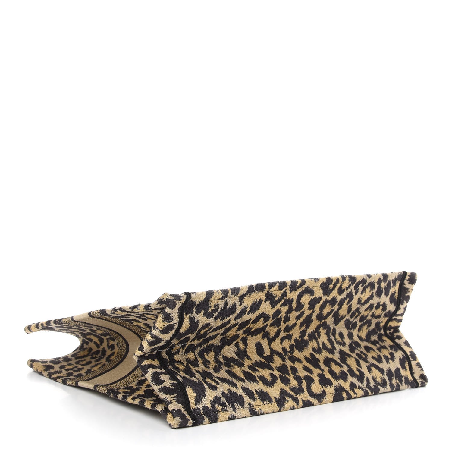 Christian Dior Canvas Mizza Embroidered Large Leopard Book Tote Beige 4 of 9