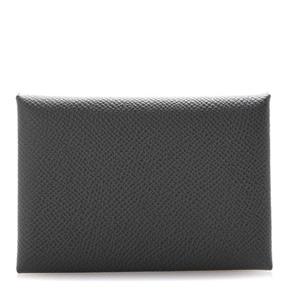 Hermes Epsom Calvi Duo Card Case Graphite 1 of 9